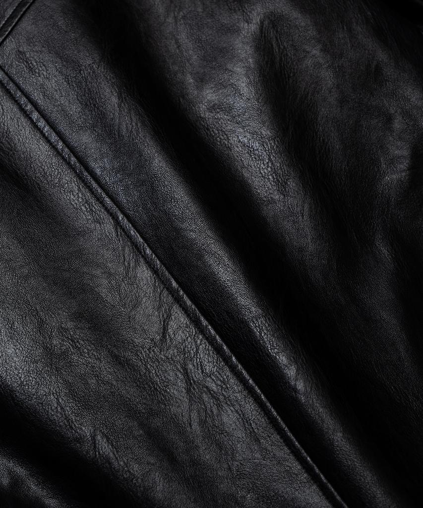 Vastic Collarless Western Leather Jacket_Black