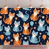2D Cheerful Cat Tapestry, Cute Kittens for Kids Room Decor