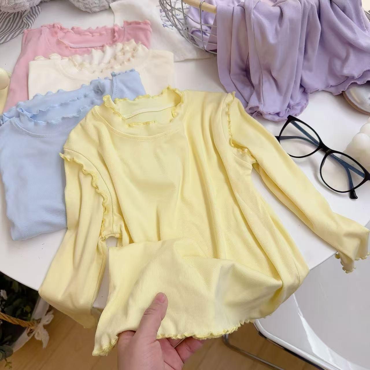 

2025 Весна Топ с рюшами однотонный для девочки - Универсальная и милая детская одежда 80 cm