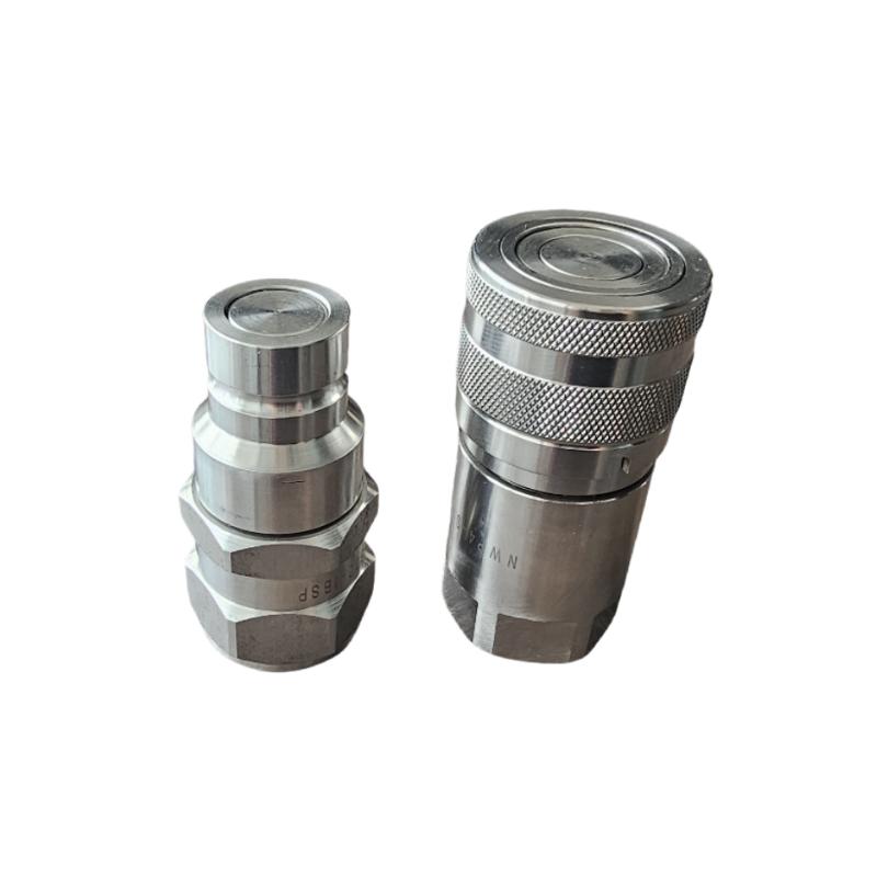 NAIWO Hydraulic Non-spill Flat Face Qrc 1/2" NPT Push to Connect Quick Release Flush Face Coupler Sets (Stainless)