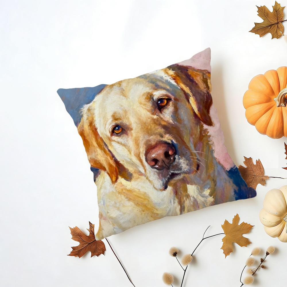 LLabrador Retriever Cushion Cover Washable Linen Pillowcase Soft  for Daily Sofa Bed Home Room Decor