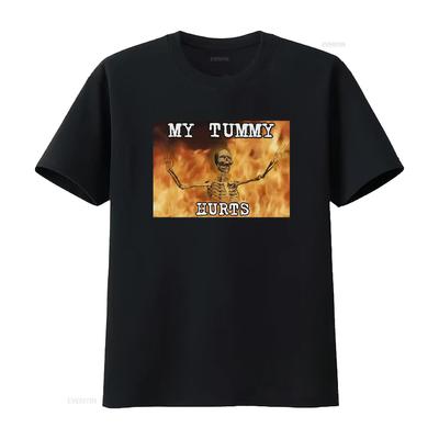 My Tummy Hurts Skeleton T Shirt Funny Ironic Meme Design for Constipation Stomach Ache IBS Unique Eye Catching Print Vintage