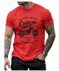 Unisexs Cotton Fashionable Casual Loose Oversized Retro Motorcycle Pattern Printed Round Neck Short Sleeved Tshirt Breathable Dry