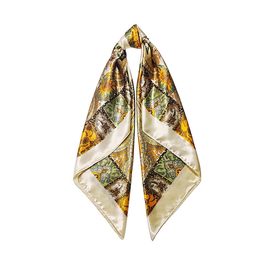 90cm Trendy Paisley Silk-Style Headscarf for Women - European American Design