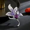 Retro Purple Lily Pin Elegant Temperament Crystal Decorative Corsage Female Floral Styling Jewelry