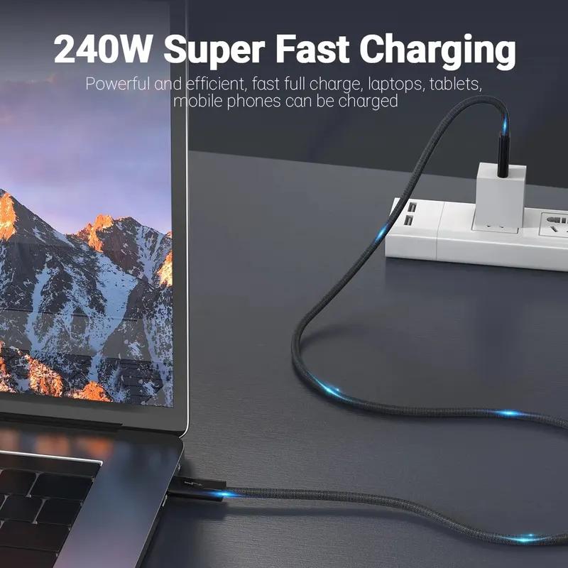 USB4 Type C Cable 240W 40Gbps Thunderbolt 34 Compatible for Phone iPad Switch 8K HD SuperSpeed Charging 7 Colors