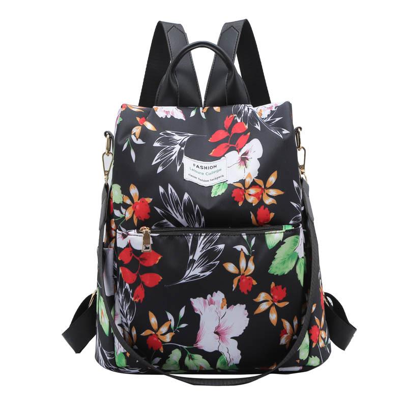Student Schoolbag Junior High School Student Large-Capacity Anti-Theft Backpack Printed Girl Backpack Campus Flower Print