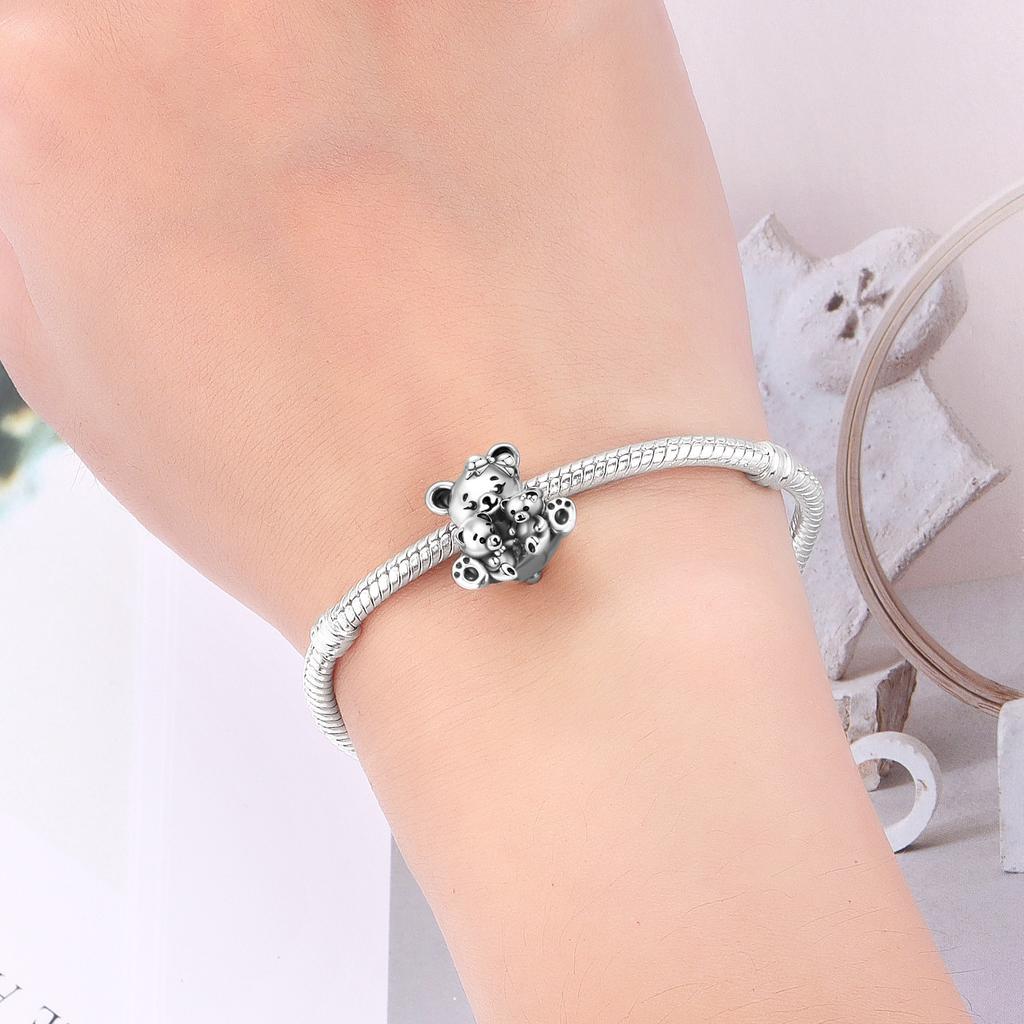 Copper Cute Teddy Bear Animal Pendant Beads Original Pendants Bracelet Charm Jewelry Party Diy Gifts