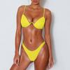 Women's Summer Fashion Sexy Solid Color V-neck  Bikini Beach Swimwear