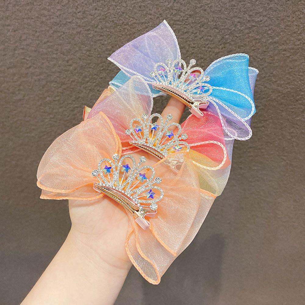 

Rhinestone Temperament Korean Style Hair Wear Children Hair Accessories Cloth Crown Bow Hair Clip