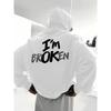 Bluzy z nadrukiem "I'm Broken" Damskie Koszulki z nadrukiem Luźne Codzienne Miękkie Wygodne Koszulki Oddychające Sportowe na zewnątrz Bluza