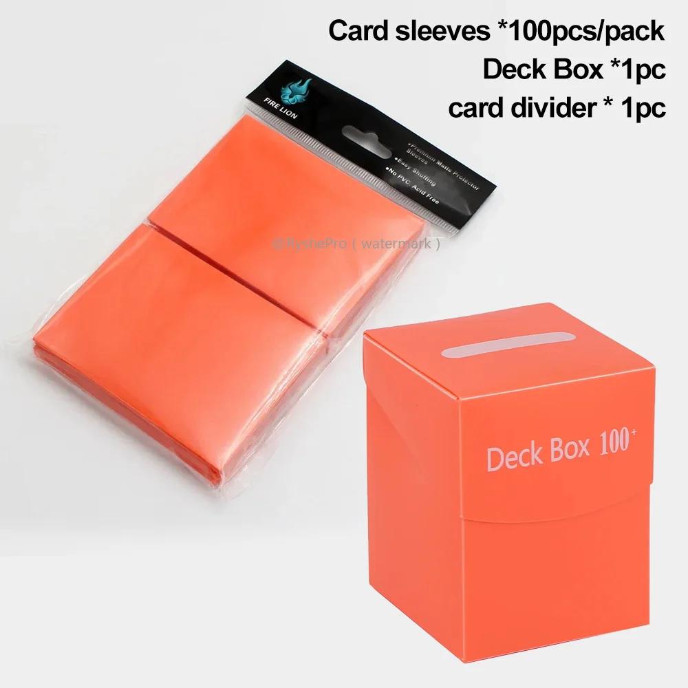 

Trading Card Deck Box and 100pcs 66x91mm Standard Size Premium Matte Card Sleeves Trading Cards Protector for MTG Sports Cards помаранчевий