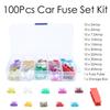 100 STÜCKE Auto Sicherungen 3A 5A 7.5A 10A 15A 20A 25A 30A 35A 40A Ampere mit Box Clip Sortiment Auto Flachsicherungen Set Auto LKW Sicherung