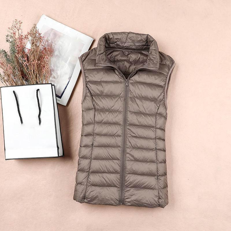 Giacca in Piumino d'Anatra Bianca Gilet da Donna Autunno Inverno Senzamaniche Gilet Caldo Leggero Piumino Top Femminili Capispalla 8XL