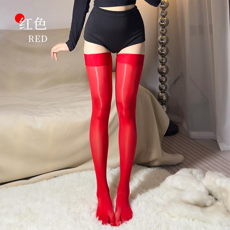 Fashion Five Toe Stocking 8D Oil Shiny Glossy High Elastic Split Toe Above Knee Ultrathin Stocking Slip Woman Lingerie Stocking