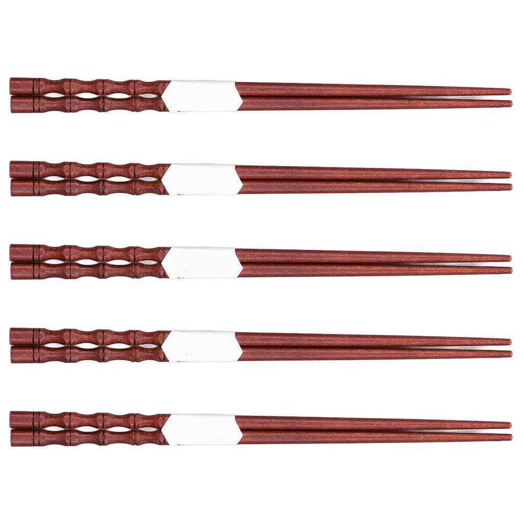 5 Parów Wielorazowych Pałeczek Antypoślizgowa Konstrukcja Naturalne Mahogany Lekkie Wygodne Zmywalne Pałeczki na Przyjęcia Wesela