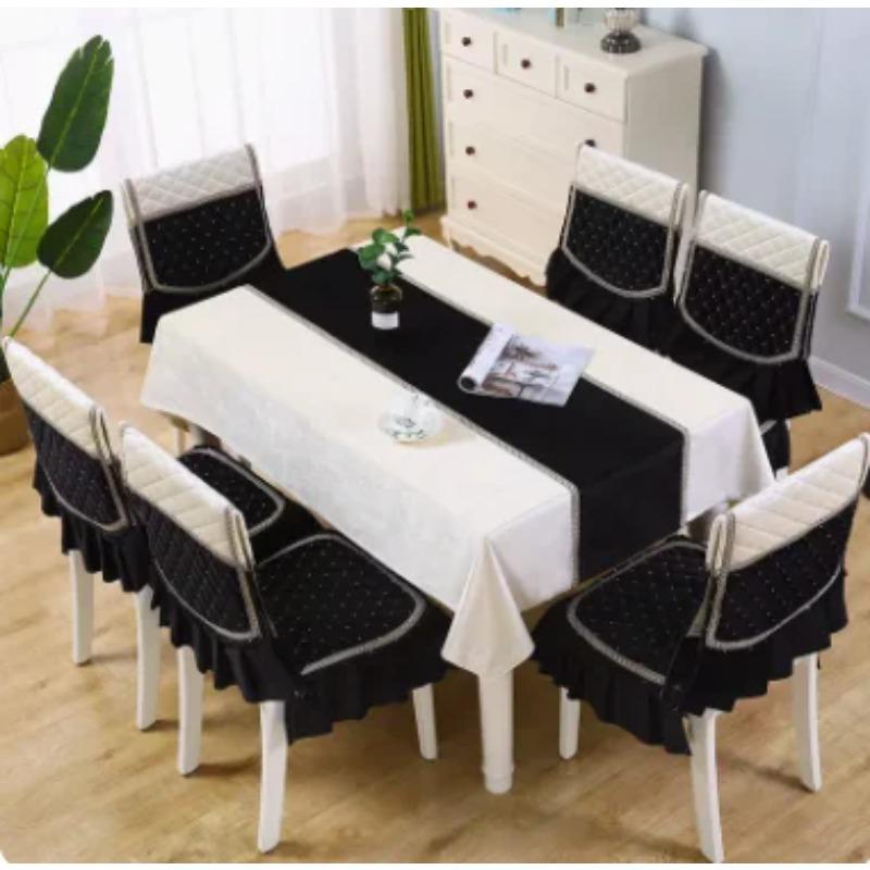 1 Piece Chair Cover Luxury Embroidery Velvet Tablecloth Dining Chair Cushion Living Room Decor Coffee Square Round Table Cloth