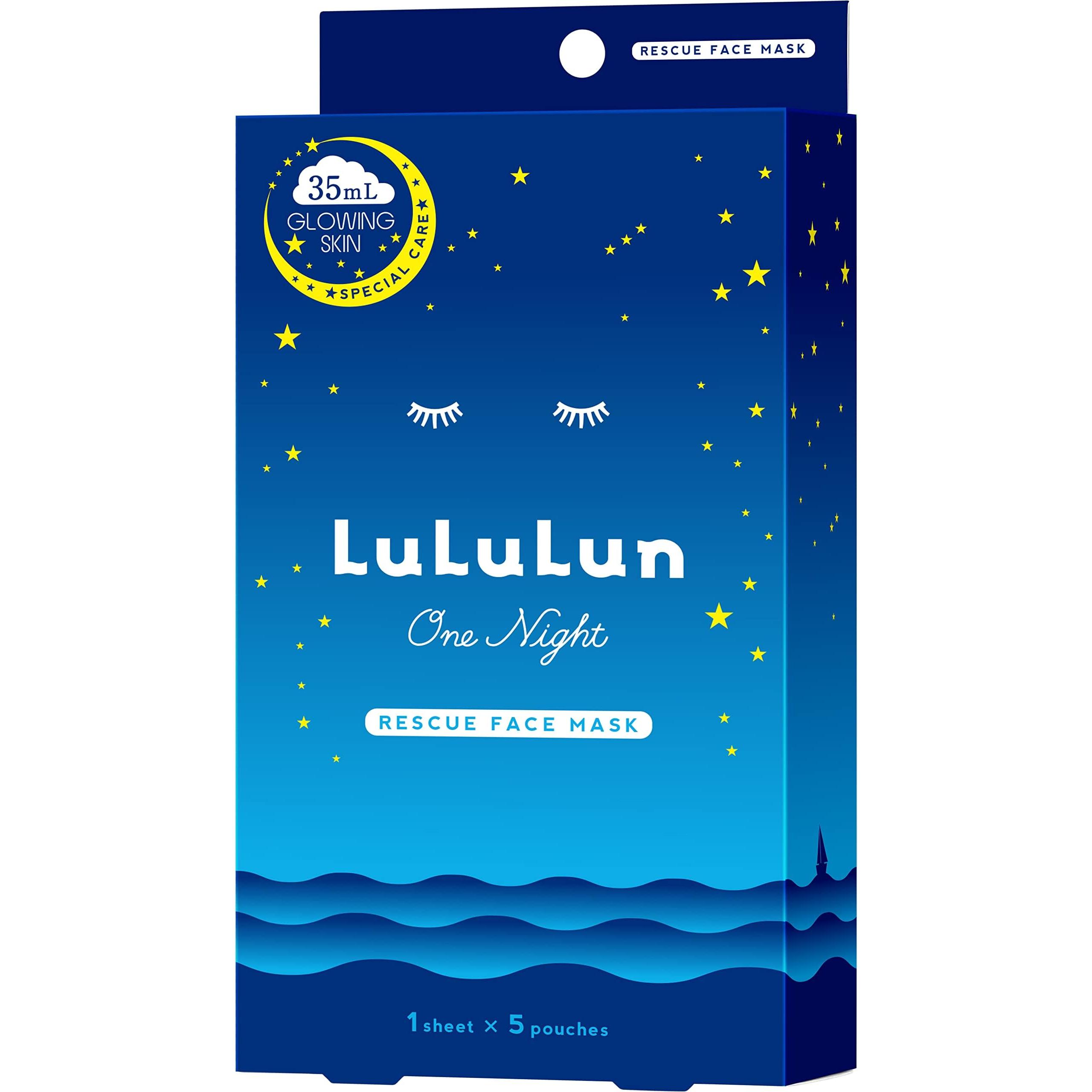 

Lululun One Night Rescue Face Mask Brightening 4K 35mL x 5 Pack UV Protection, Exfoliating