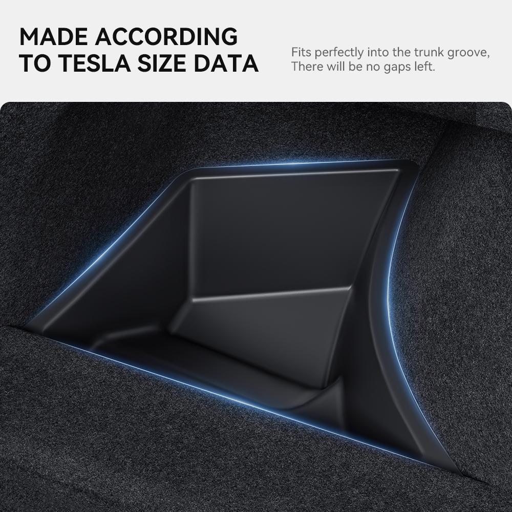 YZ For Tesla Model 3 highland 2024-25 Rear Trunk TPE Storage Box with Cover Tail Boot Organizer Partition Decoration Accessories