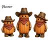 Kids Room Holiday Decor 3PCS Western Cowboy Pumpkin Figurine, Retro Man Statues with Hat, Cute Plastic Figurines Fall Thanksgiving Halloween Tabletop