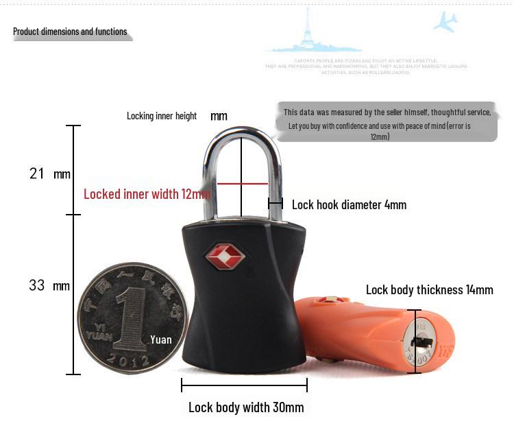 TSA Approved Backpack & Suitcase Lock - Zipper Padlock for Travel (TSA361)