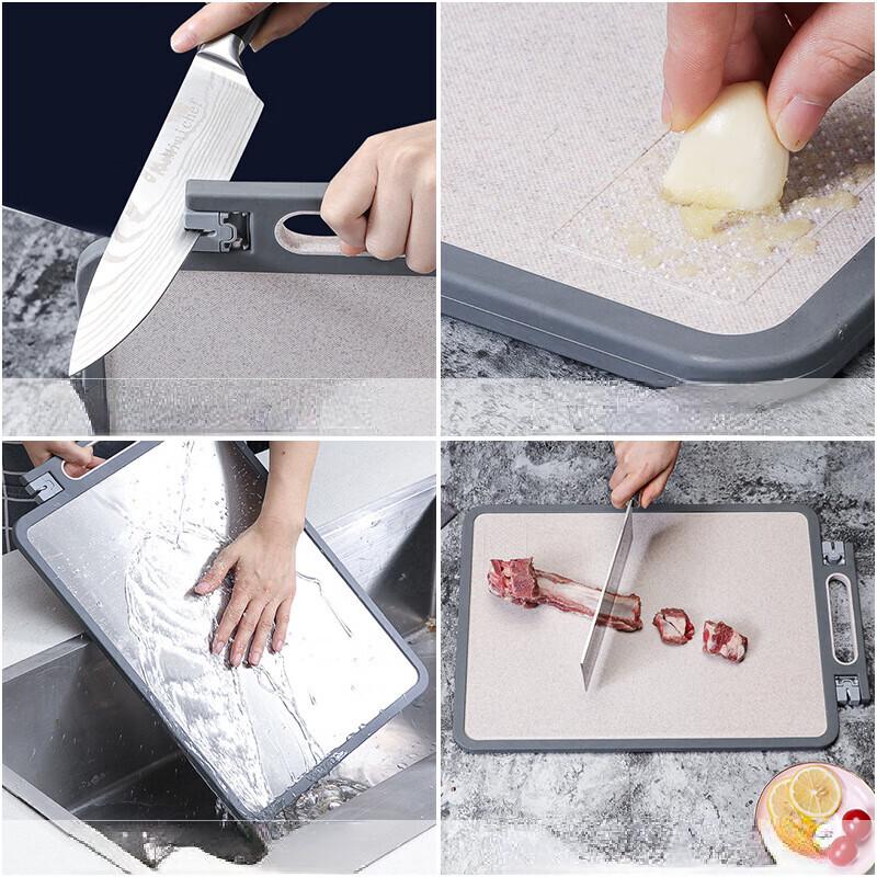 ZISIZ Double-Sided Plastic Cutting Board with Sharpening Stone