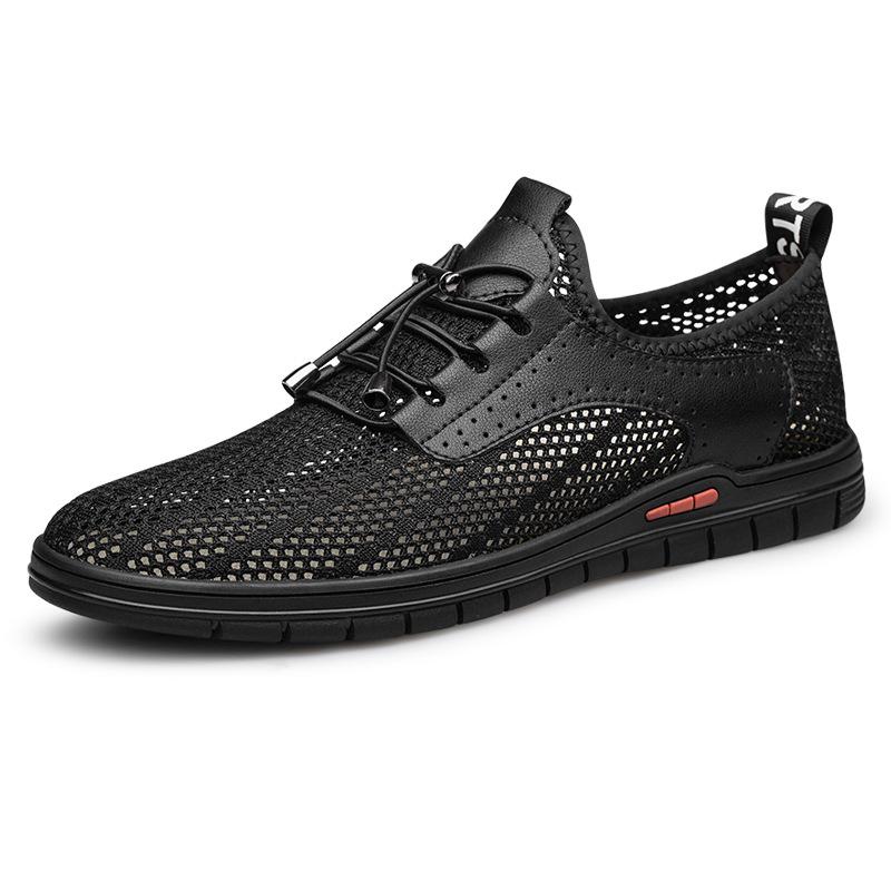 2026 Men s Breathable Lace-up Flyknit Sports Shoes, Lightweight and Hollow Mesh, Large Size Available 41 чёрный