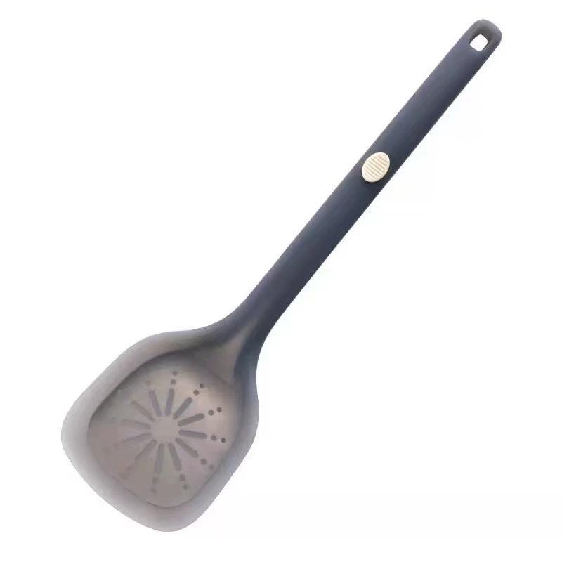 Baogang Silicone Kitchen Set: Semi-transparent Chinese Style Non-stick Spatula and Spoon, Food Grade, Ideal for Home Cooking.