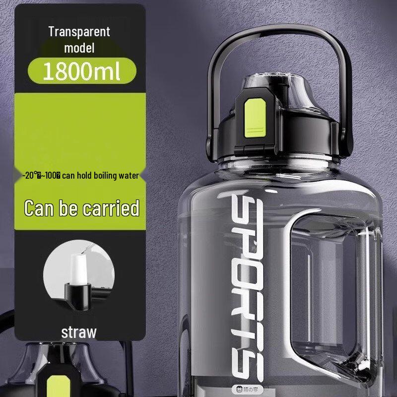 

1.8L Transparent PC Sports Water Bottle with Handle (2-Pack)