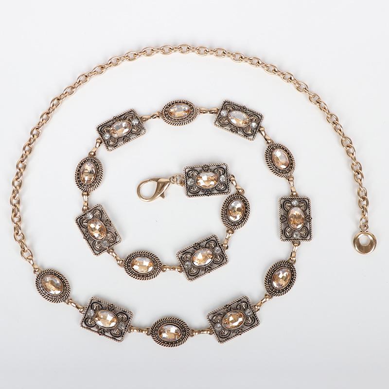 Women's Rhinestone Retro Carved Waist Chain: Versatile, Fashionable Skirt Accessory