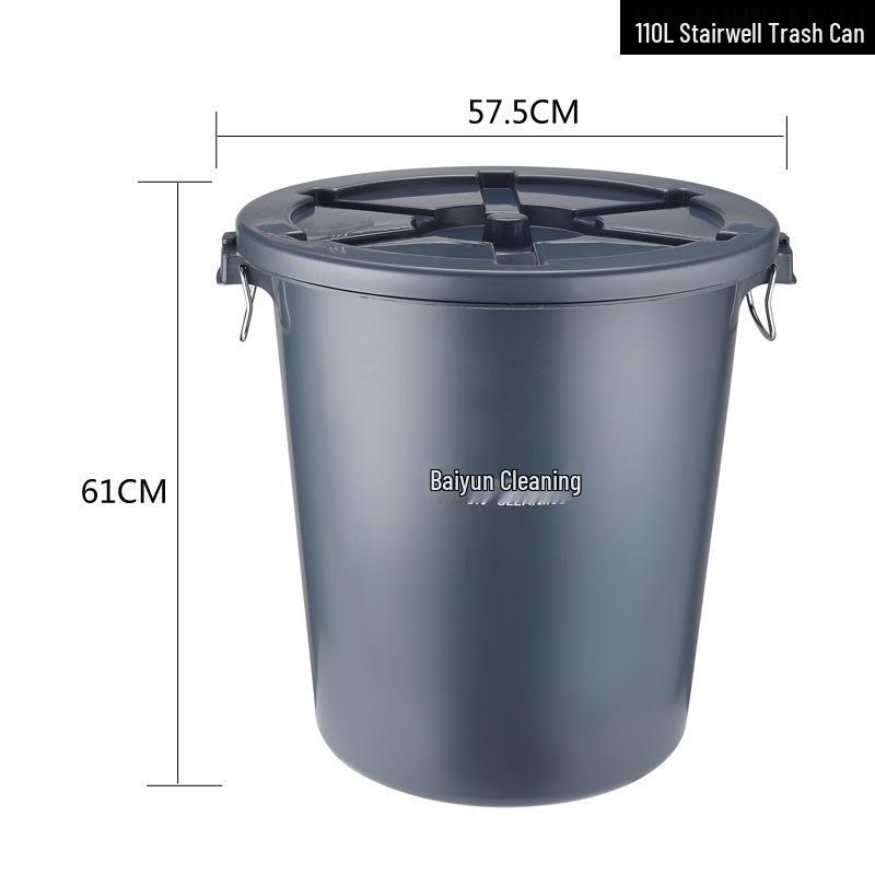 Large Round Wheeled Trash Can with Lid for Outdoor or Kitchen Use