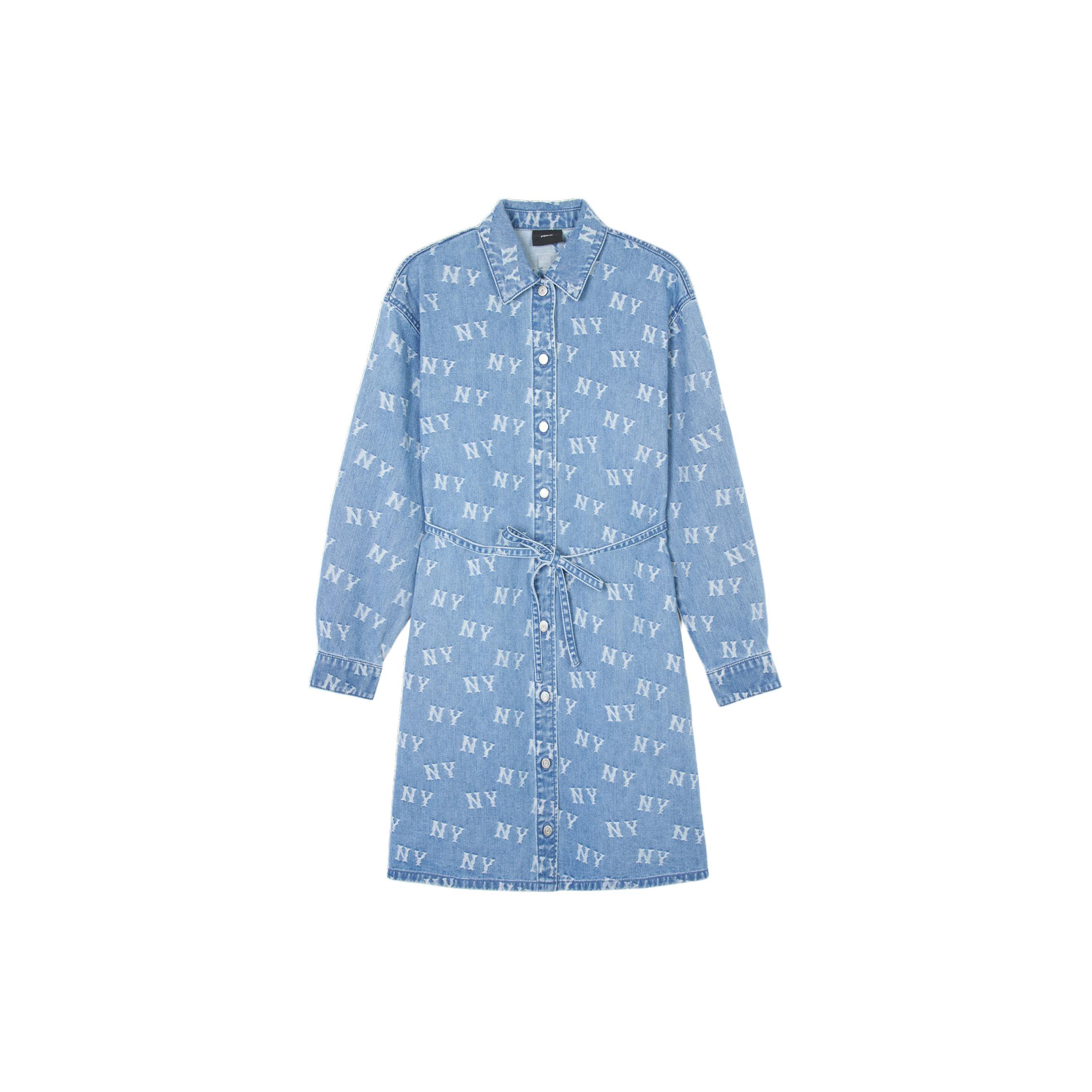 

New MLB Long Sleeved Dresses Women s Blue 3FDDM0141-50BLL M