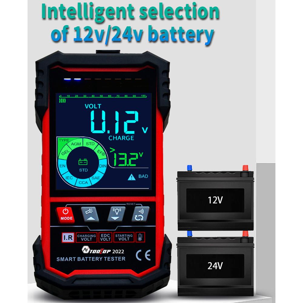 TOOLTOP Intelligent Battery Tester 3.2 Inch Color Screen 12.0V 24.0V Battery Intelligent Selection