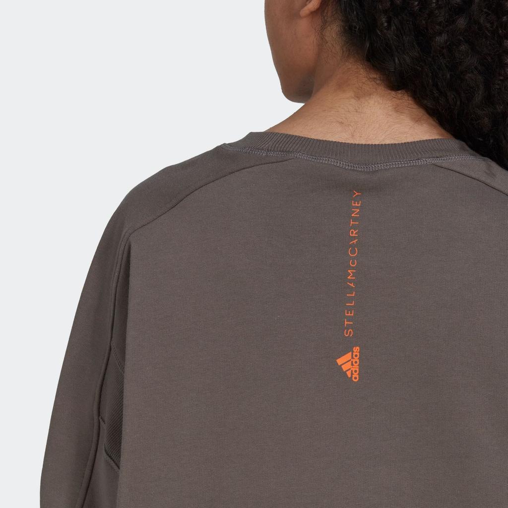 adidas Felpa a maniche lunghe con girocollo e stampa del logo co-branded X Stella McCartney, da donna, marrone, IB5889