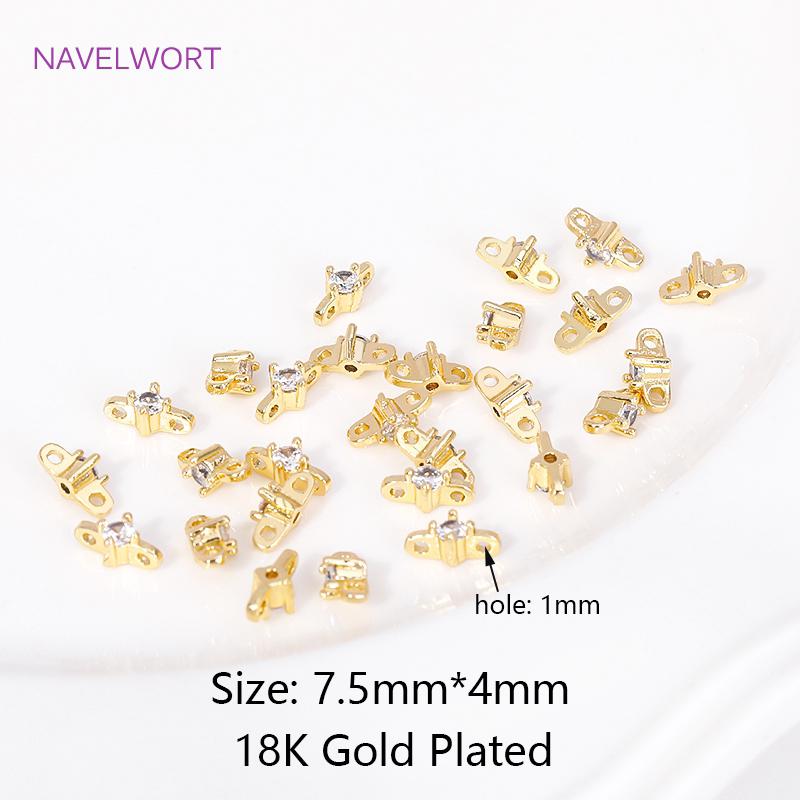 

Shiny Zircon Spacers Separators For DIY Beading Jewelry Making Accessories Multi-designs 18K Gold Plated Metal Spacer Findings 4 pieces