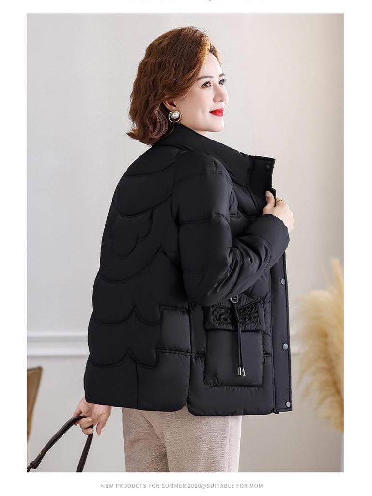 Warm Thickened Cotton-Padded Jacket for Women: Winter Fashion Coat for Middle-Aged & Elderly