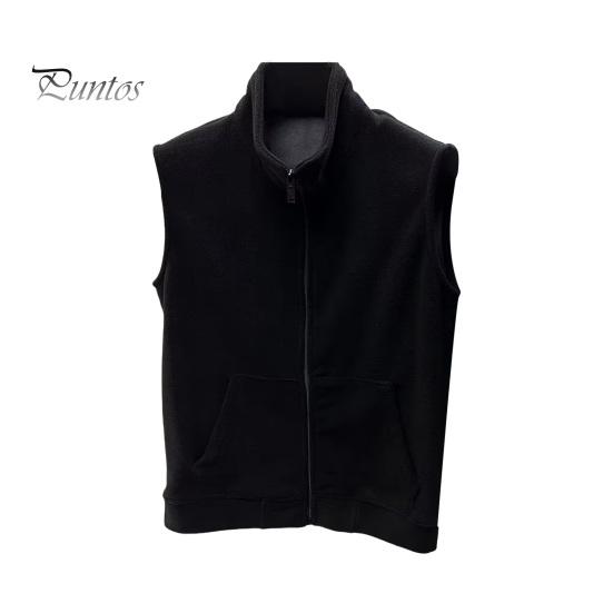 

Мужской жилет из флиса с карманами, воротником-стойкой, без рукавов, застежкой-молнией, мягкий теплый базовый жилет 3XL чёрный