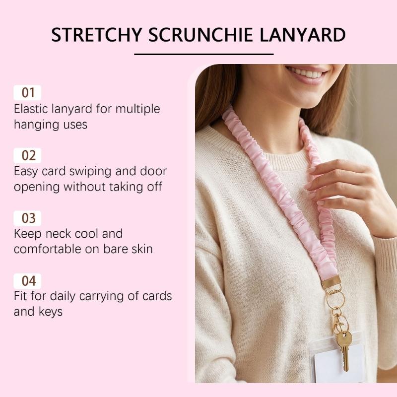 Multifunctional Retractable Scrunchie Lanyard With Keychain And Card Holders Perfect For Offices Work School And Travel