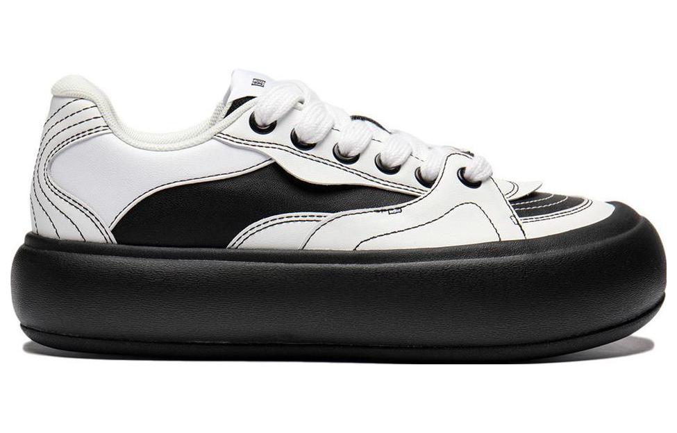 Li Ning Cream Puff Platform Cushioning Low Top Skateboard Shoes Women's White Black AZGU012-2