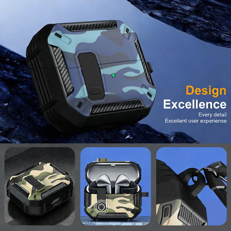 XDcase Camouflage Earbuds Case with Security Lock & Carabiner, Dual‑Material Shock‑Absorb Protective Cover