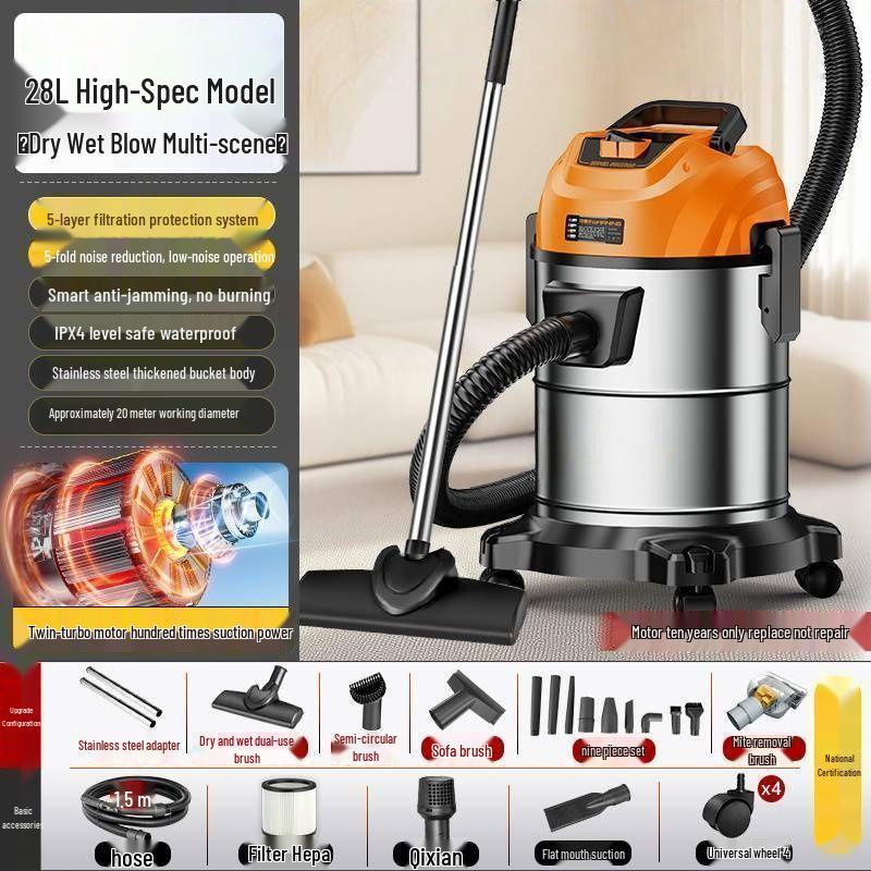 High Suction Power Vacuum Cleaner: Home & Industrial Use, Integrated Sweep & Mop, Dry/Wet Functionality