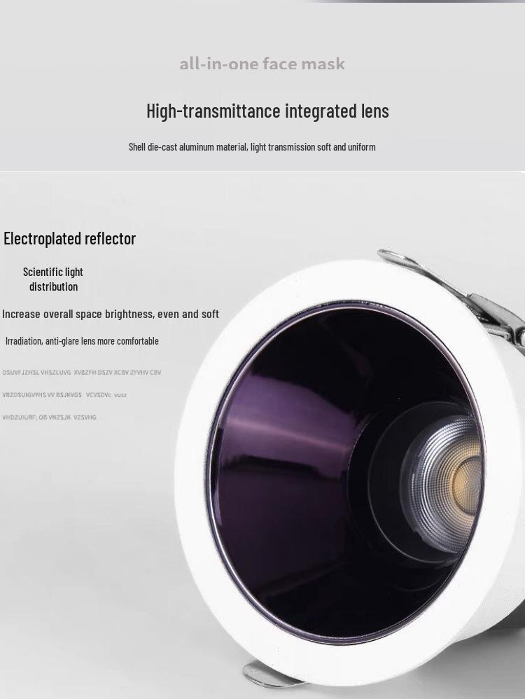 Adjustable Angle Anti-Glare Recessed Spotlight for Guest Rooms and Corridors