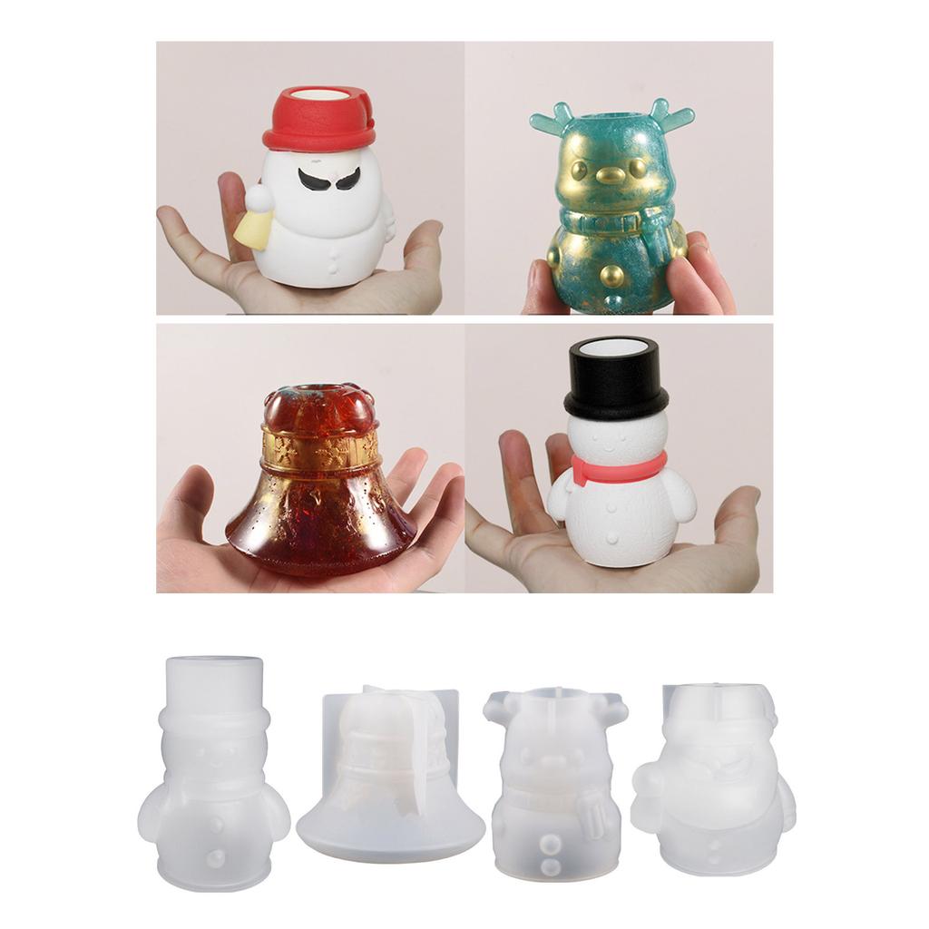 Christmas Elk Bells Gypsum Silicone Molds Storage Box Mold for Making Succulent Plant Pot Flower Pot Candle Holder