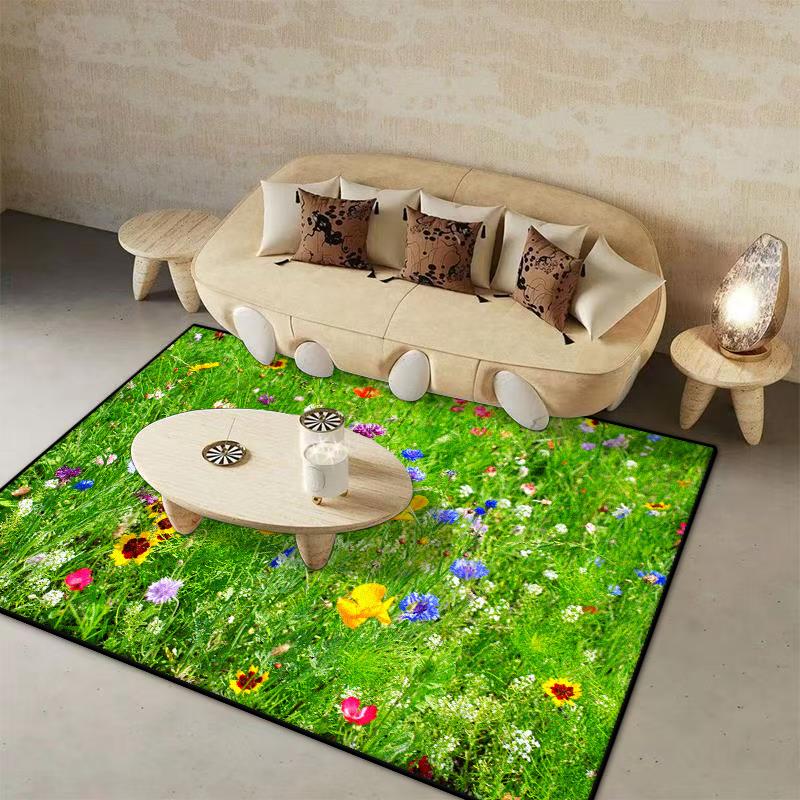 Modern Plant Pattern Large Rugs for Living Room Flower Design Room Decor Soft Bedroom Carpet Entrance Door Mat Machine Washable