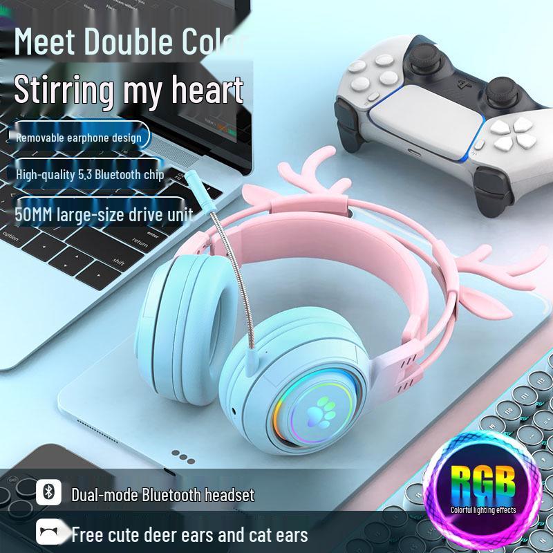 Wireless Bluetooth Gaming Headphones with Detachable Microphone