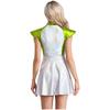 Damen Halloween Alien Cosplay Kostüm Weltraum Cutie Design Kappenärmel A-Linien Glitzerndes Verkleidungsparty Kostüm