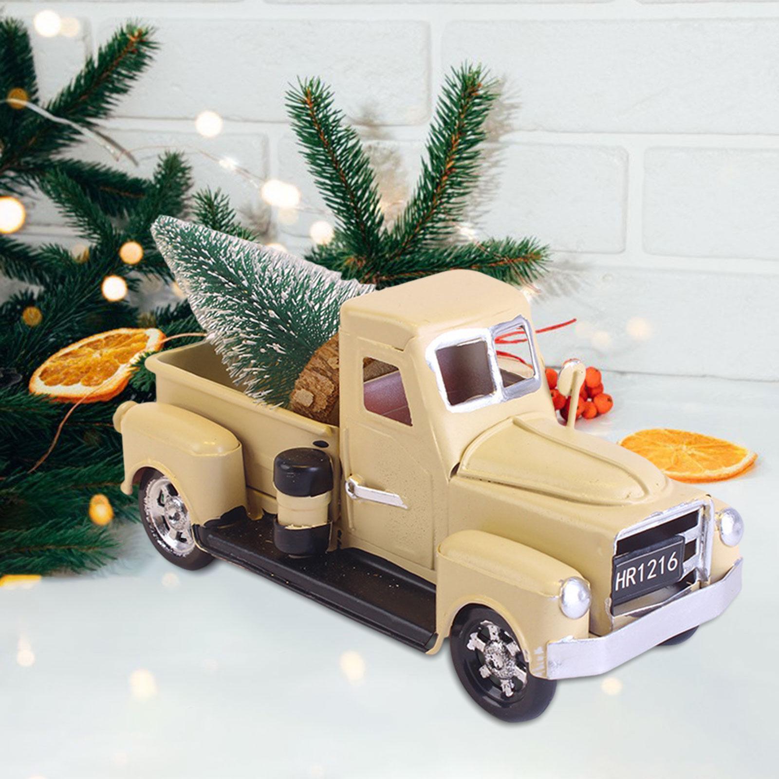 Christmas Farmhouse Truck Gift Basket Handcrafted Table Centerpieces Pickup Truck Car Model for Christmas Home Holiday Decor бежевый