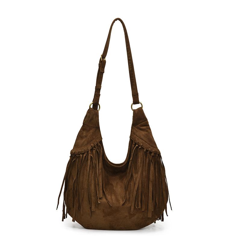 

Bohemia Style Tassels Shoulder Hobo Bags for Women Faux Suede Large Capacity Wild Tote Bag 2025 Latest Fashion Handbags