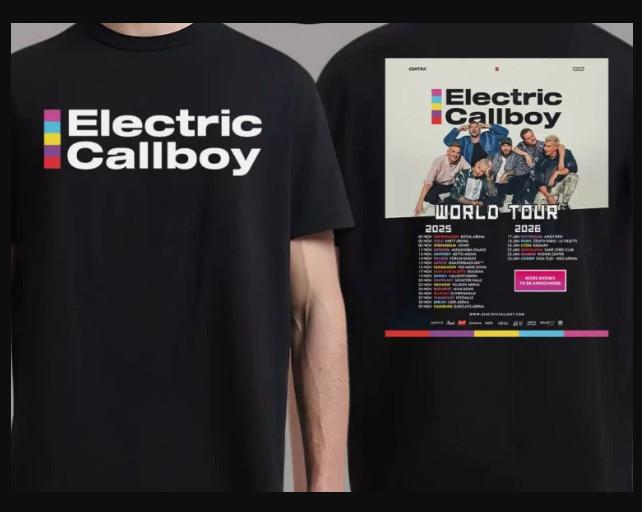 Electric Callboy Verdensturné 2025 2026 Europaturné T-skjorte, størrelse S-4XL
