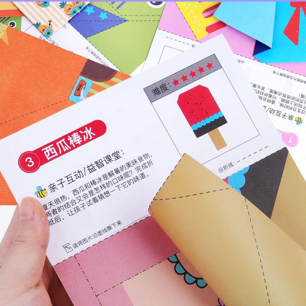 Montessori Handmade Colored Paper Set Art Learning Diy Paper-cut Book Boys Baby Girls